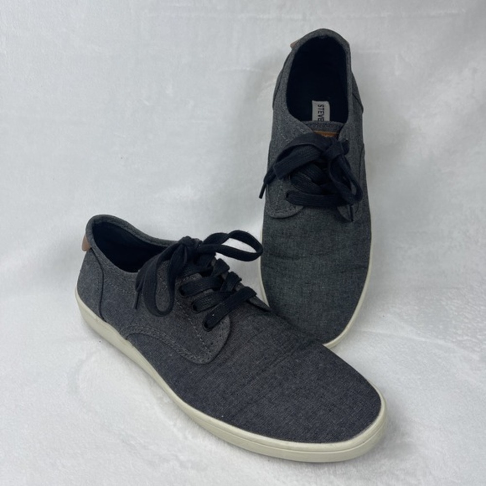 Steve Madden Fenta Men's Black Gray Canvas Lace-Up Sneakers Size 8M Casual Shoes